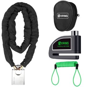 EYPINS Alarm Brake Disc Bike Lock Cycle Padlock with 1.2m Motorcycle Motorbike Chain Lock Security Scooter for Motorcycle Motorbike Bike Bicycle
