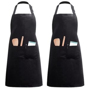 InnoGear 2 Pack Unisex Adjustable Bib Apron with 2 Pockets Cooking Kitchen Chef Women Men Aprons for Home Kitchen