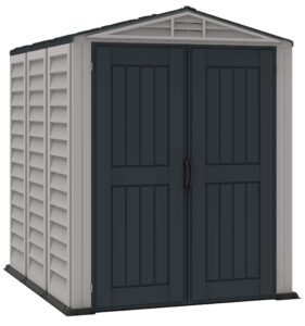 Duramax YardMate 5 x 8 PLUS Plastic Garden Shed with Plastic Floor - Anthracite & Adobe - 15 Years Warranty