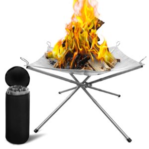 Dcola Portable Outdoor Fire Pit Camping with Carrying Bag Rollable Stainless Steel Mesh Fireplace Outdoor BBQ Picnic Fire Pit for Patio