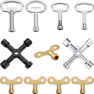11 Pcs Multi Functional Utility Key Kit Plumbers Key 4 Ways Utility Key Triangle Cabinet Spanner Key Socket Keys for Radiators Gas Electric Meter Boxes Faucet and Lock