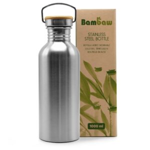 Bambaw Stainless Steel Water Bottle | 1 Litre Water Bottle | Sports Bottle | Gym Water Bottle | Plastic Free and Leakproof Metal Water Bottle | 1l Water Bottle | Multi-purpose Water Bottle