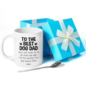 TRIENCY 330ml Best Dog Dad Mug for Dog Lovers - Funny and Lovely Dog Gifts for Dog Lovers - Dog Mug for Dog Daddy from The Dog - Dog Gifts for Men on Birthday