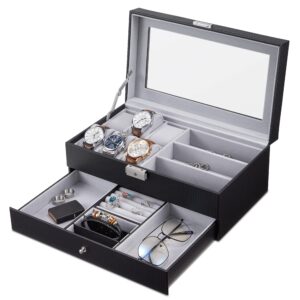 KILHS Faux Leather Multifunctional Watcg Boxes