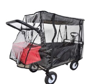 Clear Plastic Awning For Wagon - Rain Cover For Collapsible Beach Folding Utility Kids Grocery Push Stroller Wagon Cart - Foldable Accessories Universal