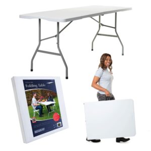 Bishop Foldable Table Portable - British 5ft Folding Table 250kg Max - Fold Away Table 6 People