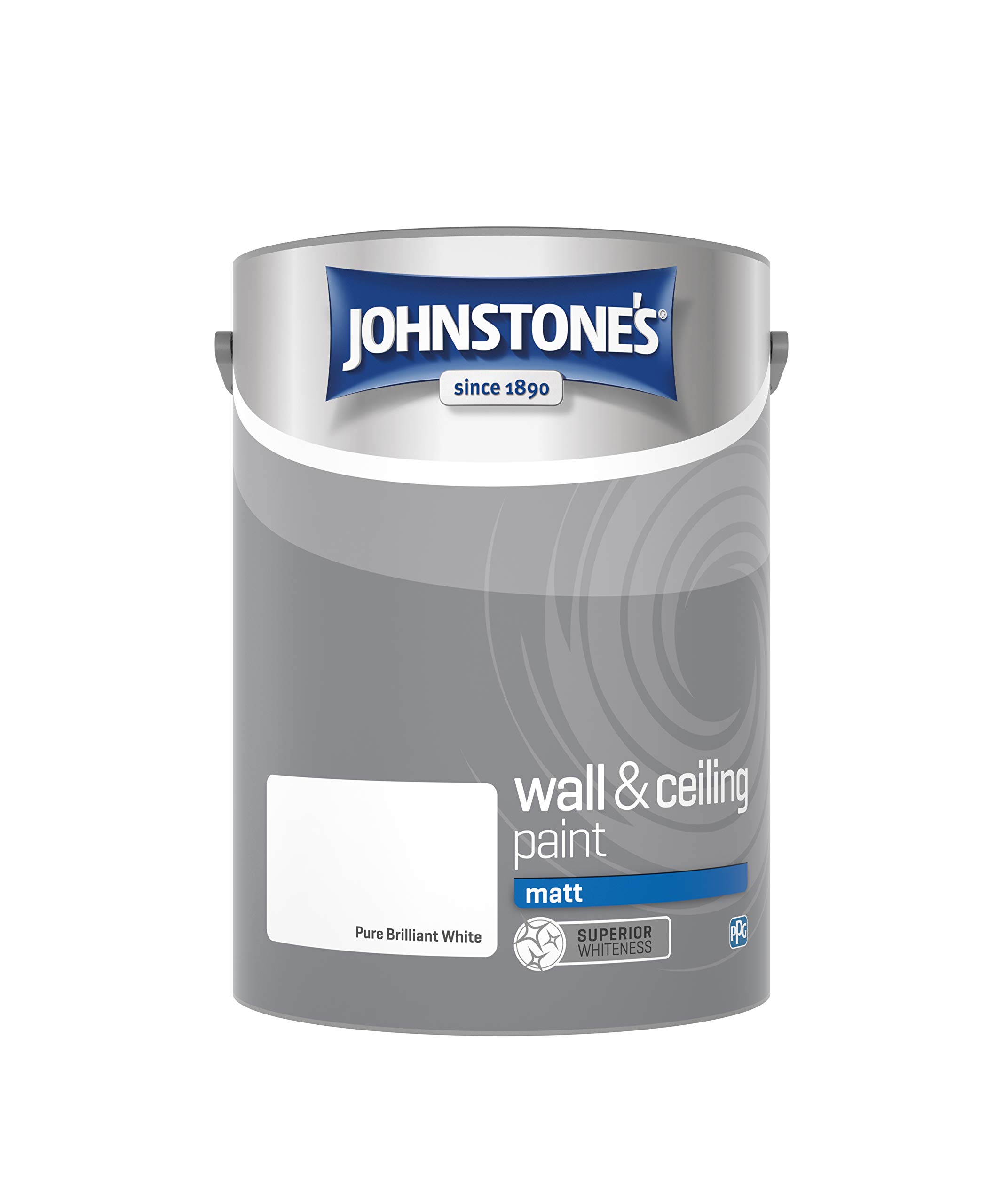 Johnstone's - Wall & Ceiling Paint - Pure Brilliant White - Matt Finish - Emulsion Paint - Fantastic Coverage - Easy to Apply - Dry in 1-2 Hours - 12m2 Coverage per Litre - 5L