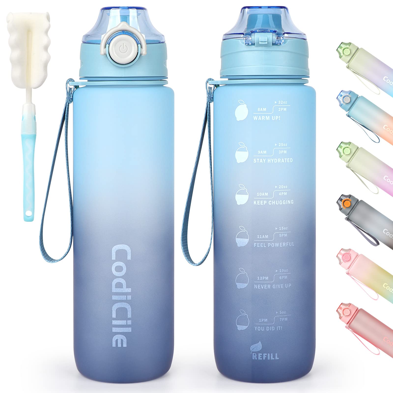 CodiCile Sports Water Bottle 1L Drinks Bottle BPA Free Water Bottle with Lock Cover & Leak Proof
