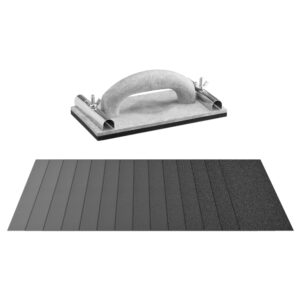Navaris Hand Sander and Sandpaper (Set with 42 Sheets) - Includes Sanding Block with Handle and 42 Pieces of Wet Dry Sandpaper in Assorted Grits