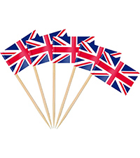 King Coronation Union Jack Flag on Sticks , Hand Held Double Sided British Small Flags