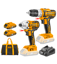 INGCO 20V Cordless Combi Drill & Impact Driver,