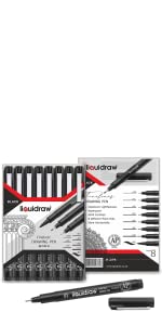 Liquidraw Drawing Pens Set Black Fineliner Pens Set Of 8 