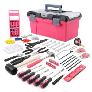 Apollo 170pc Pink Household Women’s Tool Kit Set. Complete Ladies Home Tool Box Set for All General DIY Repairs Including 100pc Wall Hanging Ki
