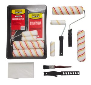 Fit For The Job 10pcs Home Decorating Kit Paint Rollers & Tray Set with Paint Brush