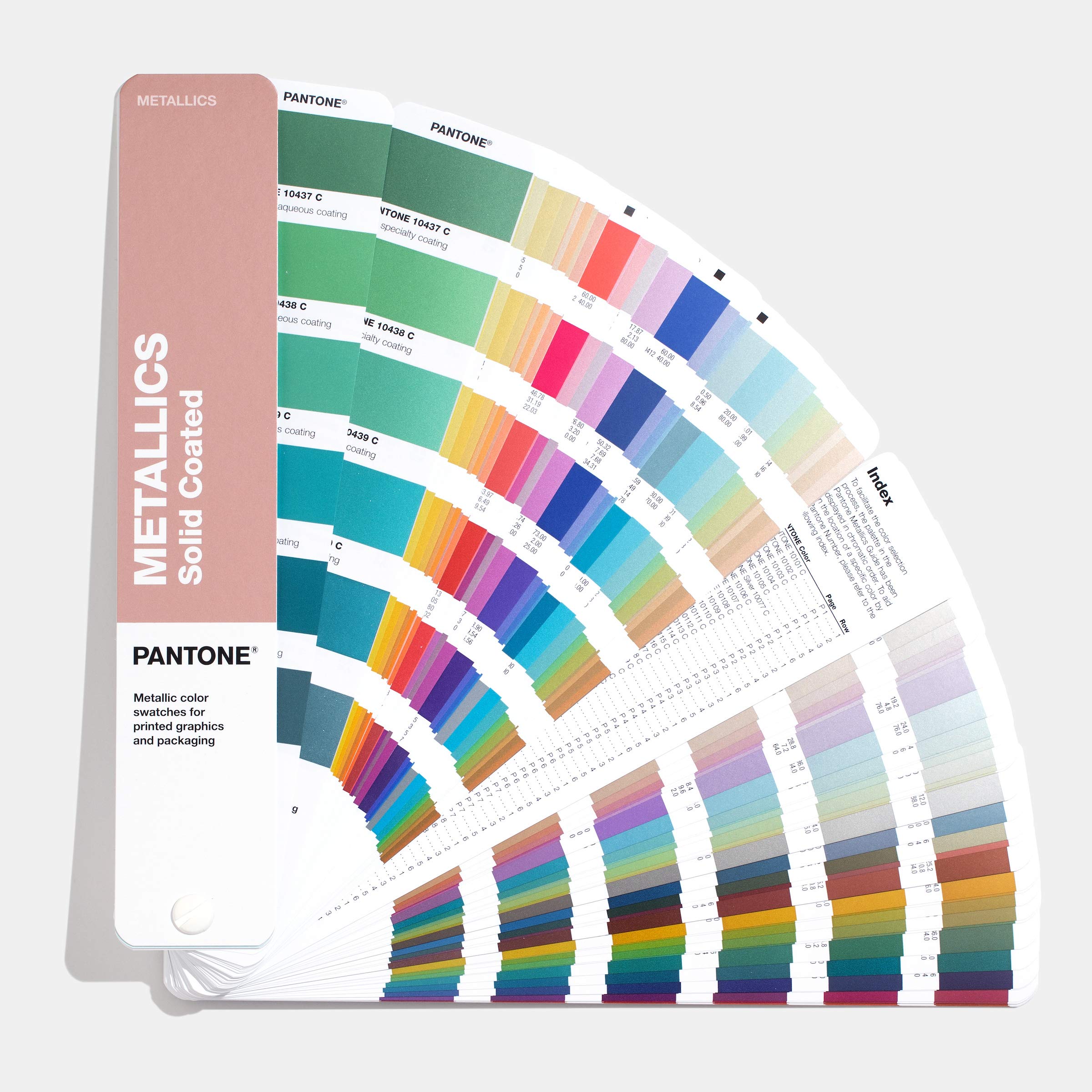 Pantone GG1507A Metallics Guide - Gloss aqueous and metallic coated reference fan deck in a chromatic colour arrangeme
