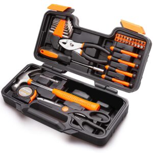Cartman 38 Piece Tool Set General Household Kit with Plastic Toolbox Storage Case Orange