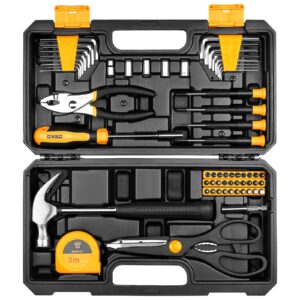 DEKOPRO 62 Piece Tool Set General Household Hand Tool Kit with Plastic Toolbox Storage Case