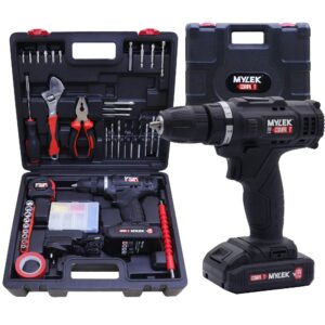 MYLEK Cordless Drill Set 18v Electric Driver DIY Combi Screwdriver Tool Kit
