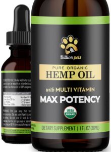 Billion Pets - Hemp Oil for Dogs Cats - Made In USA - Max Potency - Calming Drops For Dogs - Omega 3