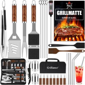 Grilliance 30pcs Stainless Steel Grill Tools Set for Men Gift Birthday