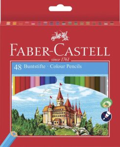 Faber-Castell 120148 Environmentally-Friendly Colouring Pencils 48-Pack Sharpener Cardboard Box Castle