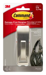 Command Large Modern Reflections Brushed Nickel Metal Hook MR03-BN