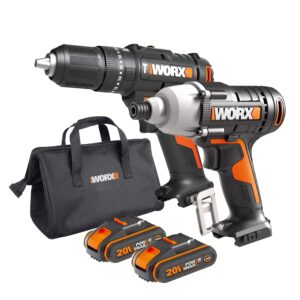 Worx WX902 18V Impact Hammer Drill Cordless Twin Pack with 2 Batteries and Charge