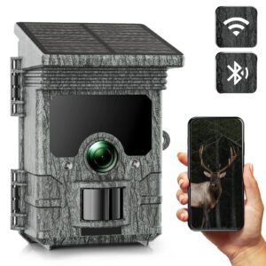 Nexcam Solar Powered Wildlife Camera WiFi 46MP 4K Bluetooth Trail Game Camera with 120°PIR Scouting Camera with Night Vision for Wildlife Monitoring
