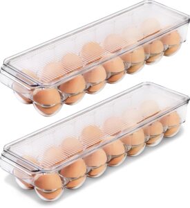 Kichly Egg Container For Refrigerator - 14 Egg Container With Lid & Handle
