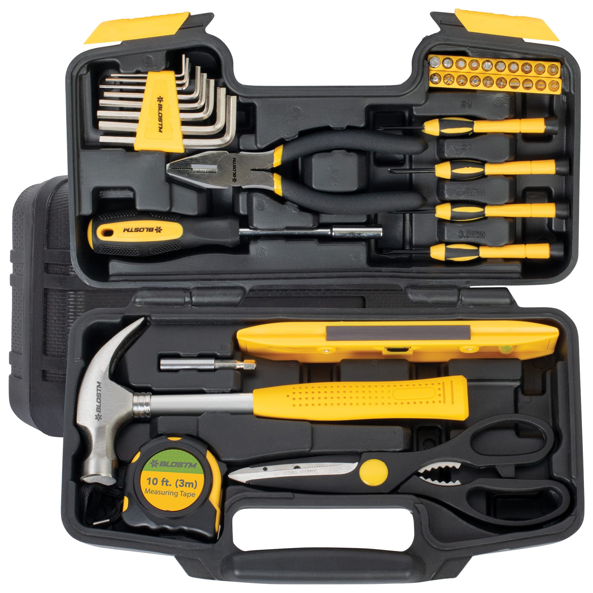 BLOSTM 39-Piece Tools Set - Office & Home Tool Kit with Compact Tool Box Organiser That Includes All The Essentials