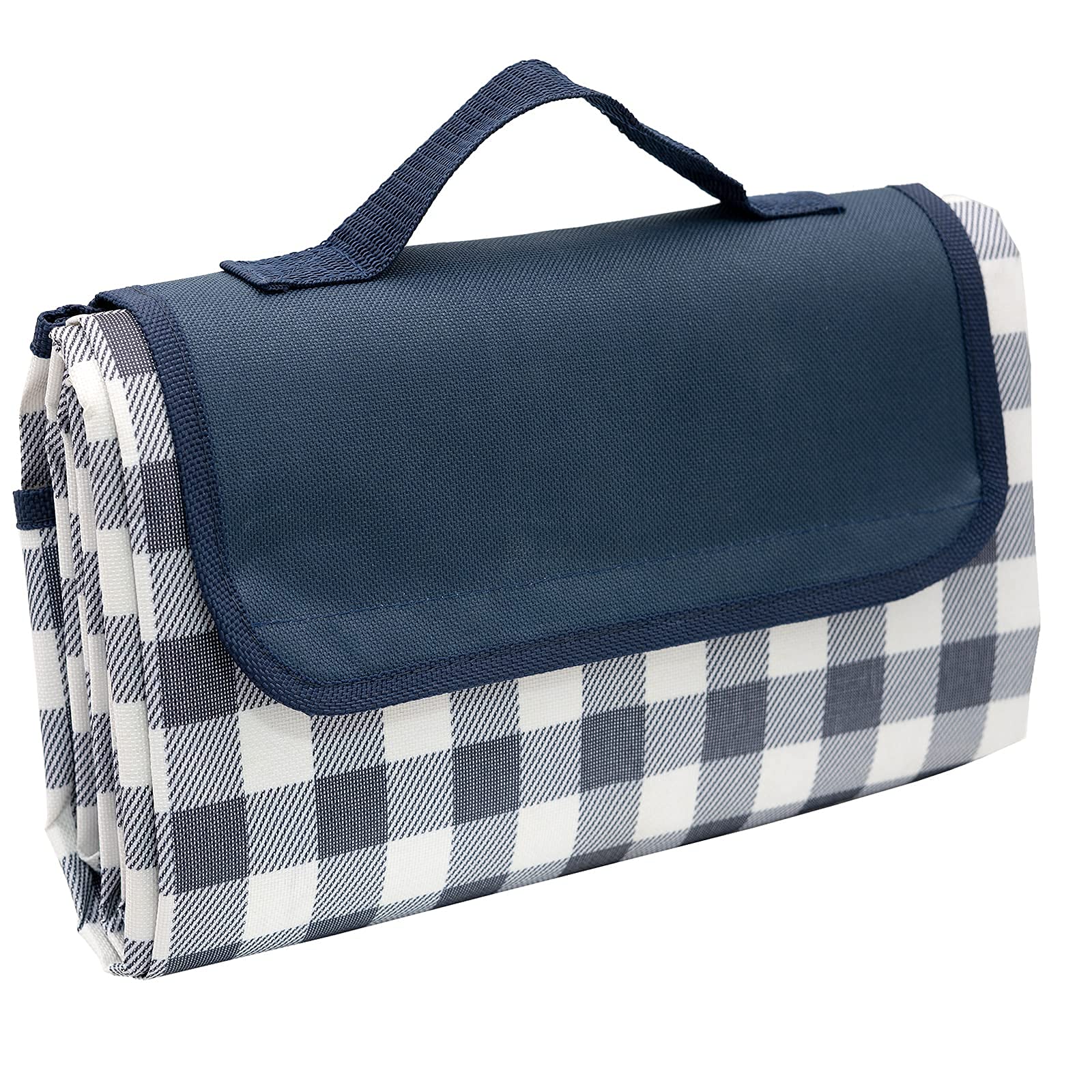 Pelle & Sol 200x140CM Picnic Blanket with Carrying Handle | Waterproof and Sand proof Outdoor Beach Blanket | Machine Washable Picnic Mat Camping Accessories for Outdoor Activities (Blue)