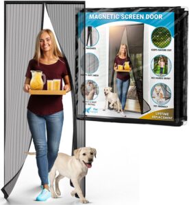 Flux Phenom Magnetic Screen Door - Retractable Mesh with Self Sealing Magnets - Keeps Nature Ou