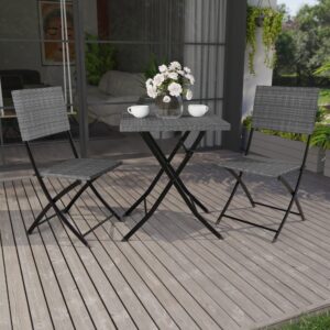 Garden Vida Capri 2 Seater Rattan Bistro Set Outdoor Garden Patio Balcony Furniture 3 Pcs (Grey)