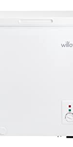 Willow, compact freezer, chest freezer, adjustable thermostat, recessed handles,