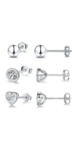 silver stud earrings set