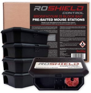 ROSHIELD - 5 PACK Rat & Mouse Poisoning Bait Box Kit | Single Feed Mice/Rat Killer | indoor/Outdoor Fast & Safe Infestation Control | READY -TO USE