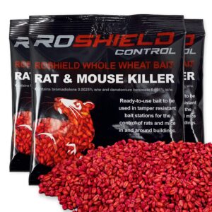 Roshield 1kg Rat & Mouse Rodent Poison Killer Control & Treatment Kit - Strong Fast Acting Whole Wheat Grain Bait Sachets