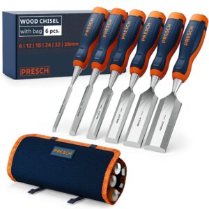 Presch Chisel Set for Wood 6 pc. with Bag - Sharp Chisel Set (6