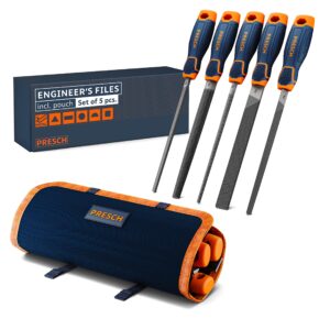 Presch File Set 5 pcs with Bag - High Quality Metal File Set incl. Flat File