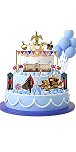 13PCS Coronation Cake Toppers,Kings Coronation Cake Cupcake Decorations