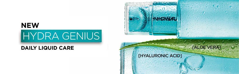 Hydra genius, liquid care, moisturiser, hyaluronic acid, aloe, skincare, aloe water, loreal