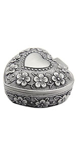 Classic Vintage Antique Heart Shape Jewelry Box Ring Small Trinket Jewellery Storage Organiser Chest