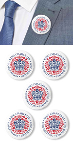 5 Pcs King Charles III Coronation Crown Lapel Pins