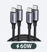 UGREEN USB C to USB C Cable 60W Fast Charger 5Gbps Type C Data Transfer 4K@60Hz Video Display Lea...