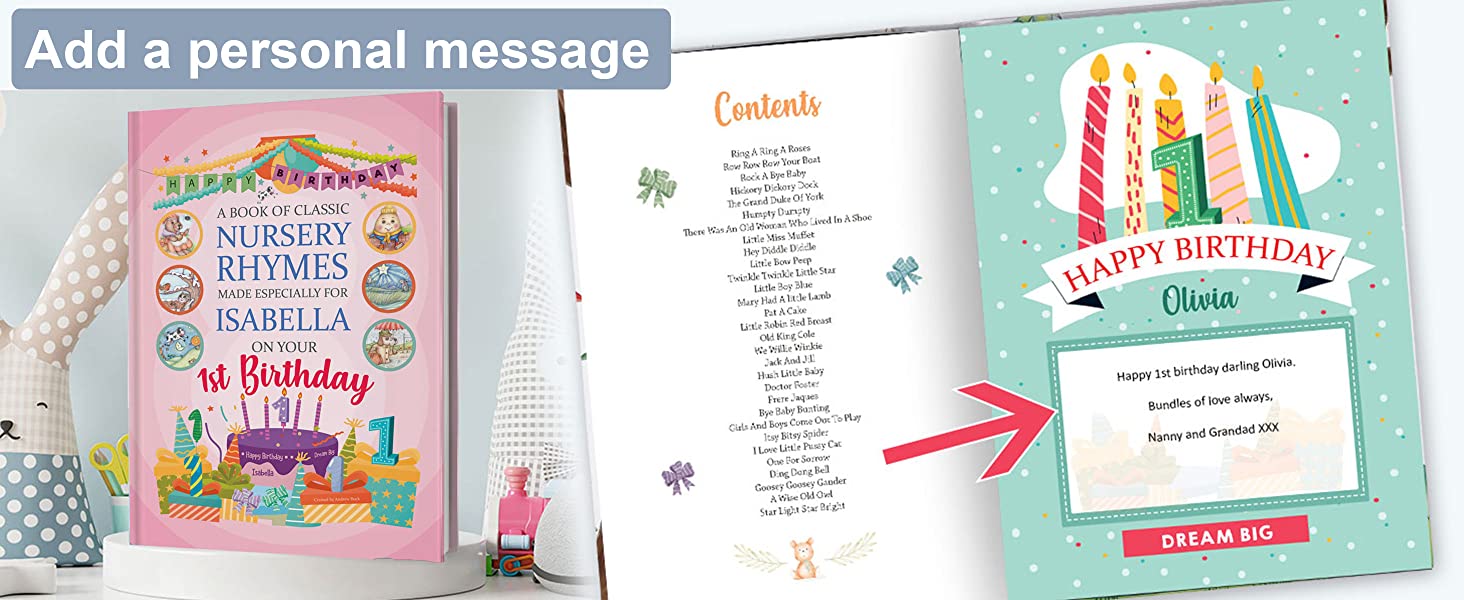 first birthday present book of classic nursery rhymes made for baby special day niece nephew gift