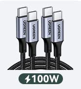 UGREEN USB C to USB C Cable Right Angle 100W PD Fast Charge 90 Degree Type C Power Data Lead Comp...