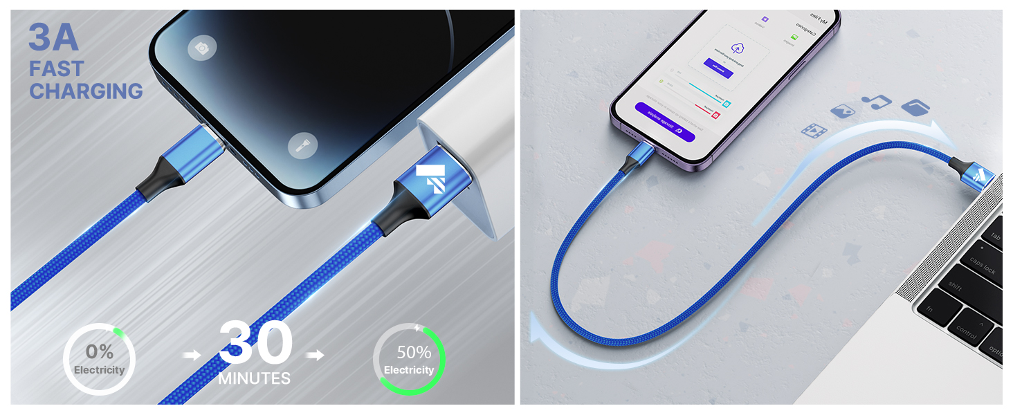 Fast charge and Sync iPhone charger cable