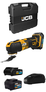 JCB 18V MULTI-TOOL WITH 2.0AH AND 4.0AH BATTERIES IN W-BOXX 136 POWER TOOL CASE | JCB-18MT-2/4