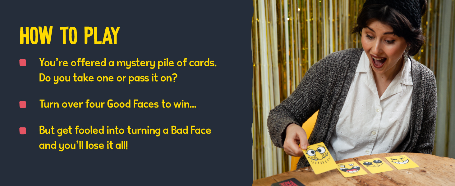 Good Face Bad Face, 2-5 Players, 5-30 minutes, Age 8+