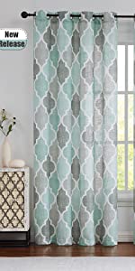 Moroccan sheer curtain aqua